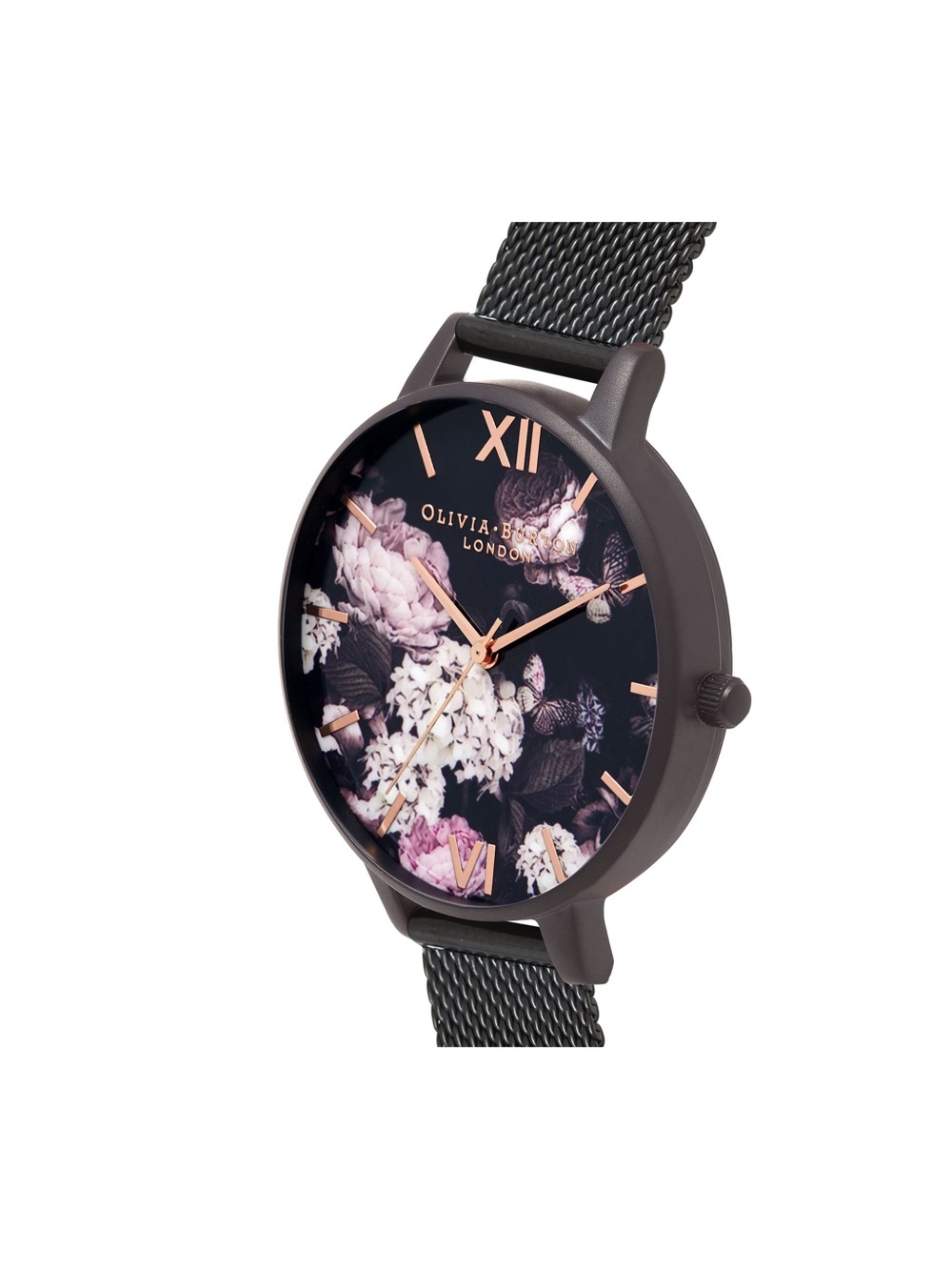 Olivia Burton London Floral Black Mesh Watch